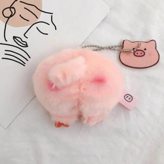 Kawaii Plush Pig Keychain Pastel Kitten
