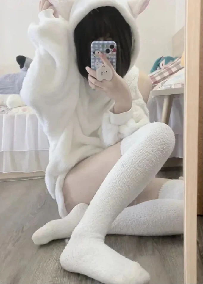 Lolita Fluffy Outfit Set - Hoodie & Shorts Pastel Kitten