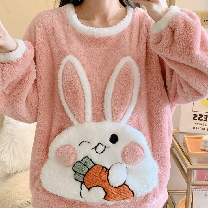 Cute Bunny Warm Pajamas Pastel Kitten