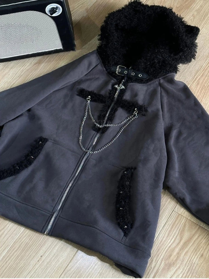 Gothic Kawaii Cat Ears Hoodie Pastel Kitten