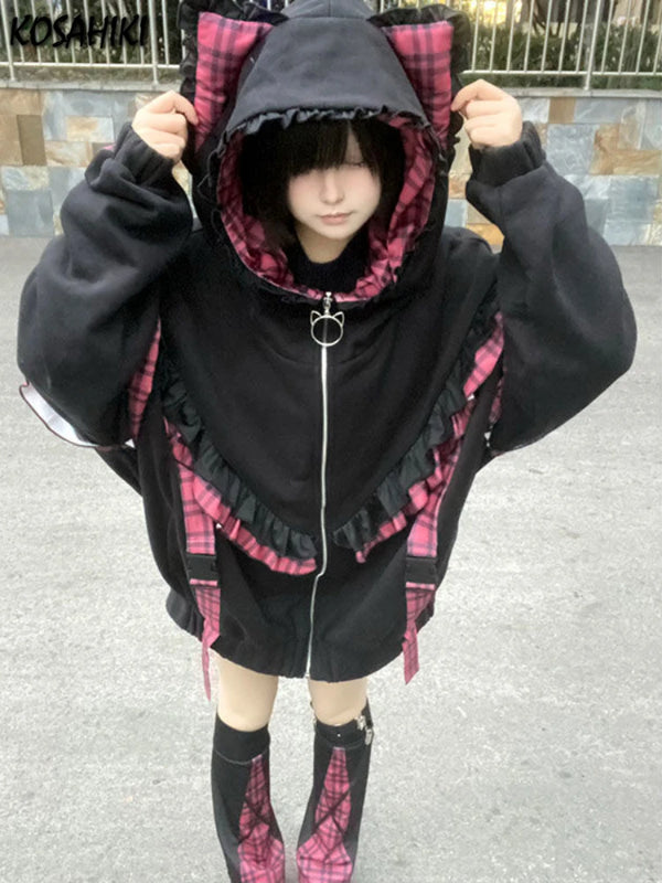 Y2K Emo Style Coat Pastel Kitten