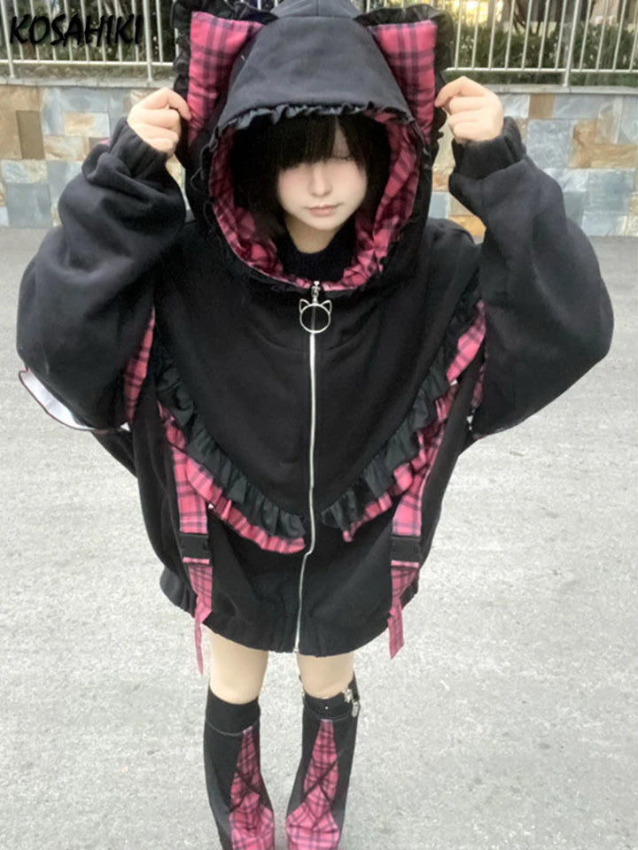 Y2K Emo Style Coat Pastel Kitten