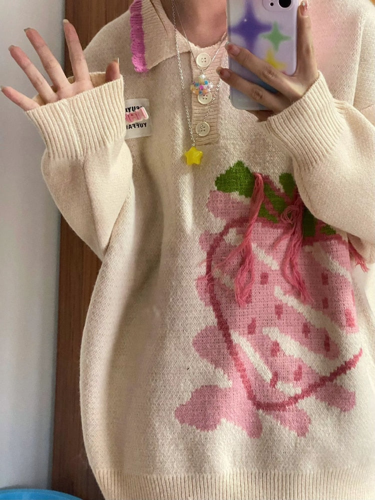 Japanese Kawaii Knitted Sweater - Pastel Kitten