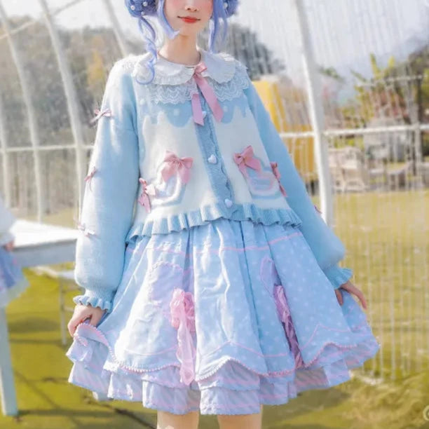 Japanese Lolita Knit Cardigan Pastel Kitten