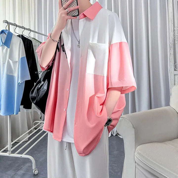 Cute Korean Gradient Shirt Pastel Kitten