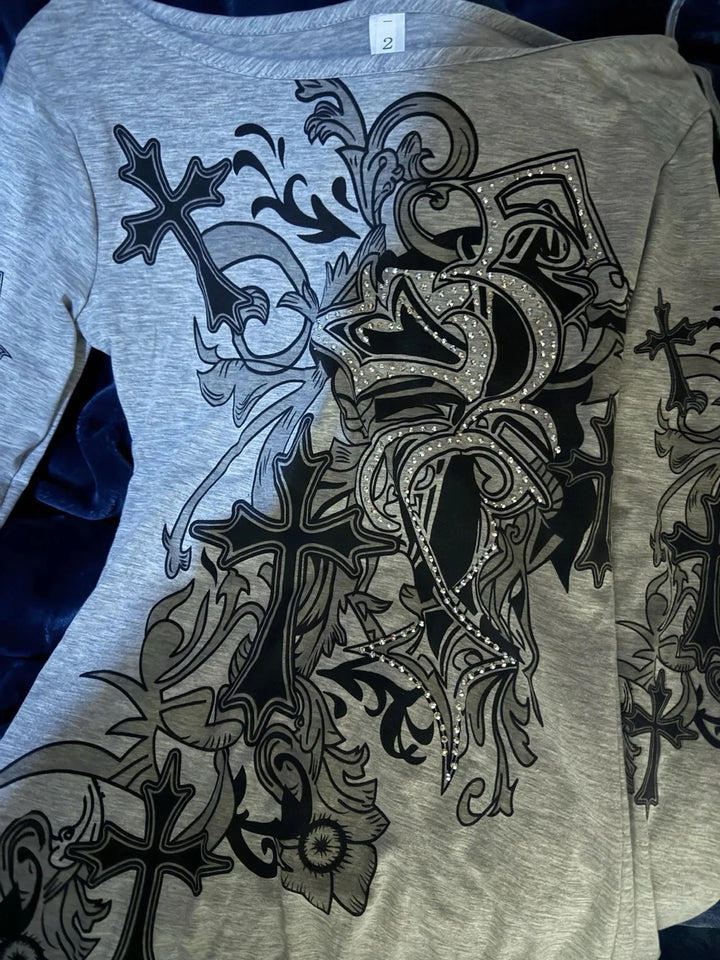 Retro Print One Slim Longsleeve Pastel Kitten