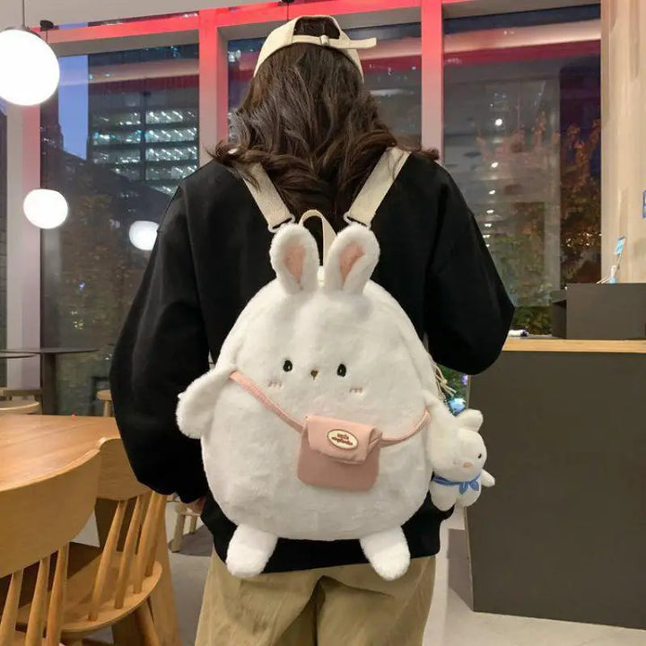 Kawaii Cartoon Plush Rabbit Backpack Pastel Kitten