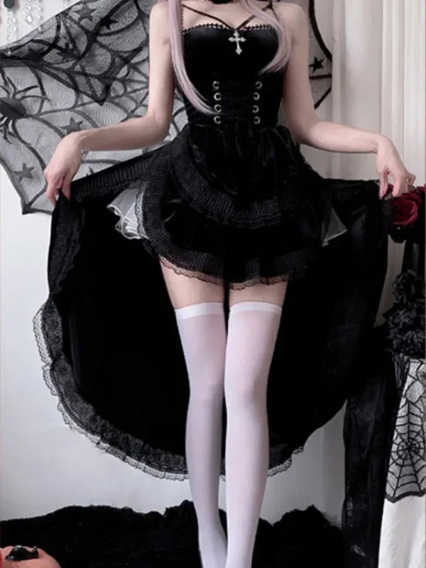 Gothic Halloween Outfit Set - Dress & Accessories Pastel Kitten