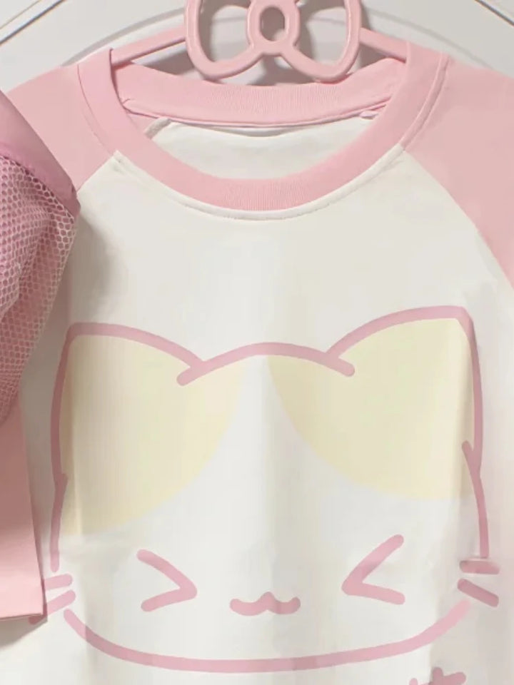 Kawaii Pastel Cat Loose T-Shirt Pastel Kitten