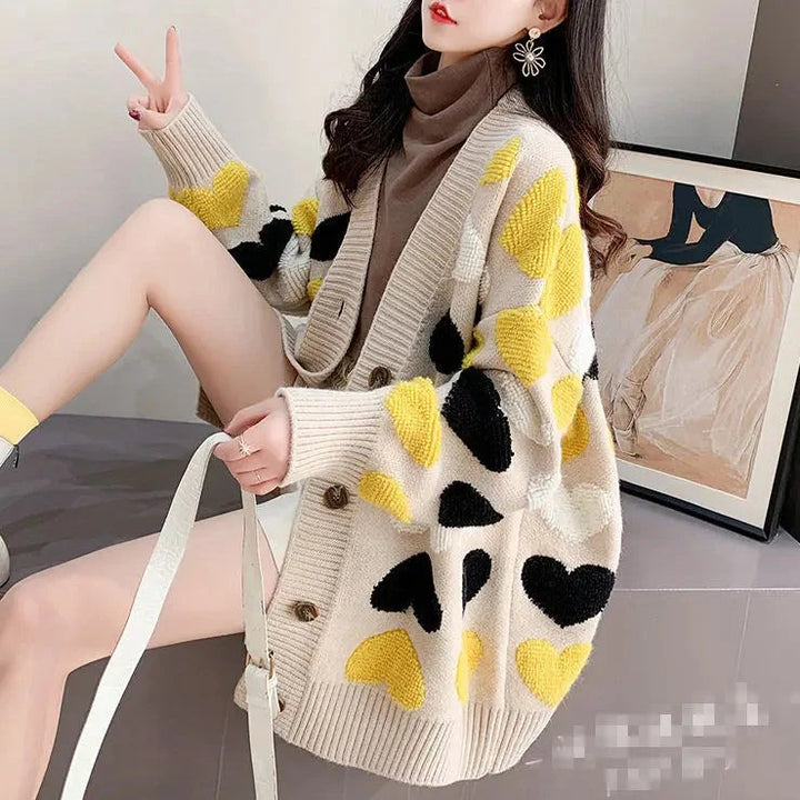 Korean Loose Knit Cardigan Pastel Kitten