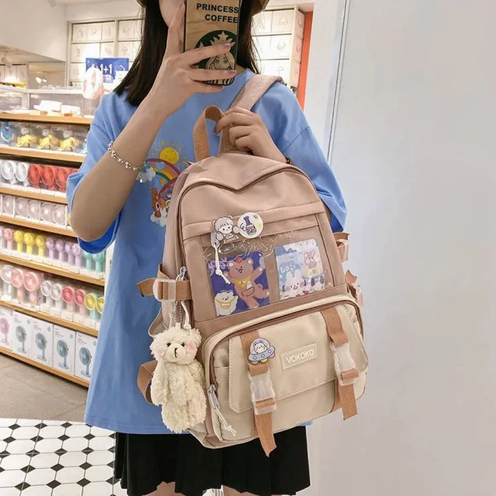 Kawaii Waterproof Laptop Backpack Pastel Kitten