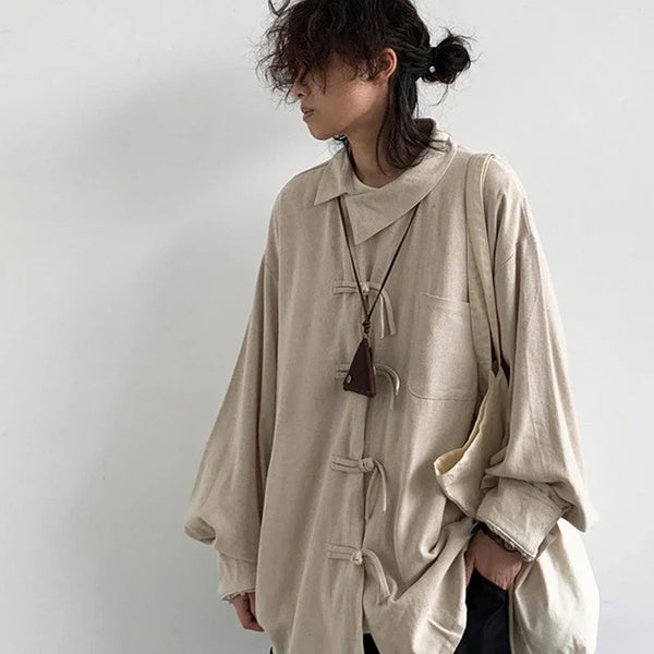 Chinese Style Loose Shirt Pastel Kitten