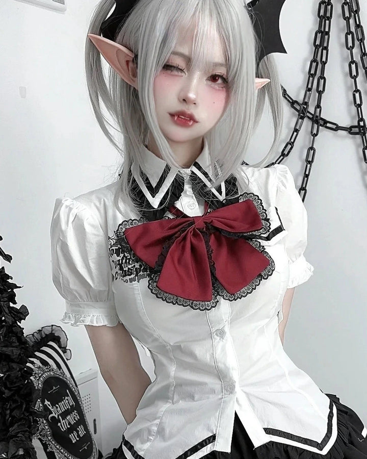 Gothic Lolita Outfit Set - Blouse & Skirt Pastel Kitten