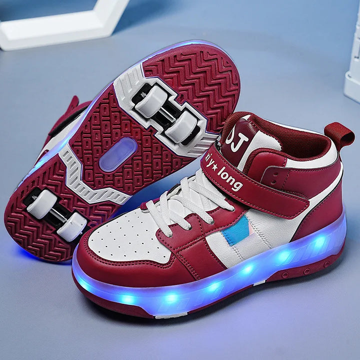 Cute LED Light Roller Sneakers Pastel Kitten