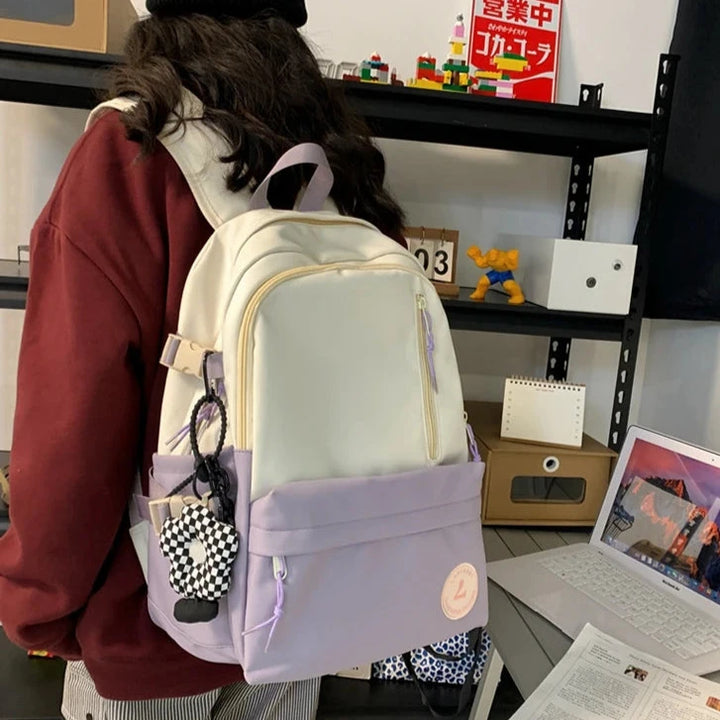 Cute Large School Bag Pastel Kitten