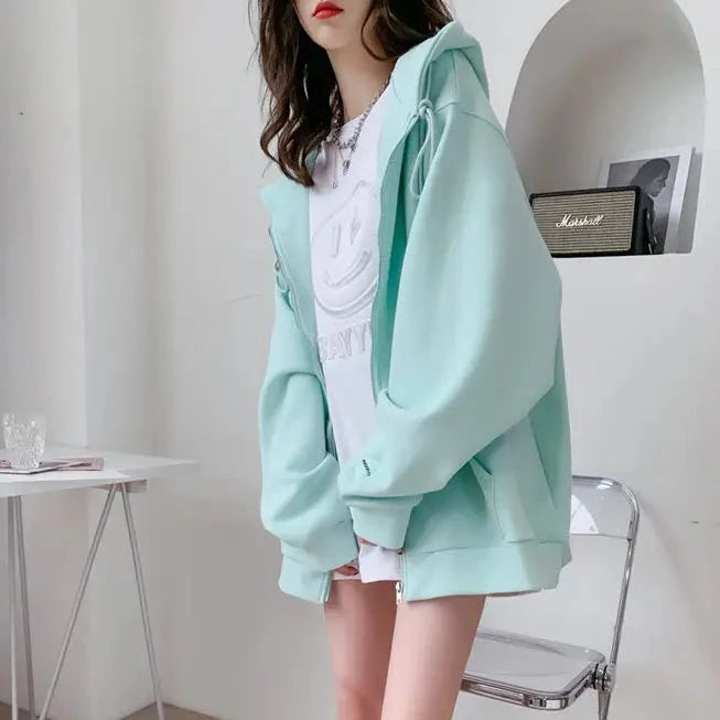 Casual Candy Color Hoodie Pastel Kitten