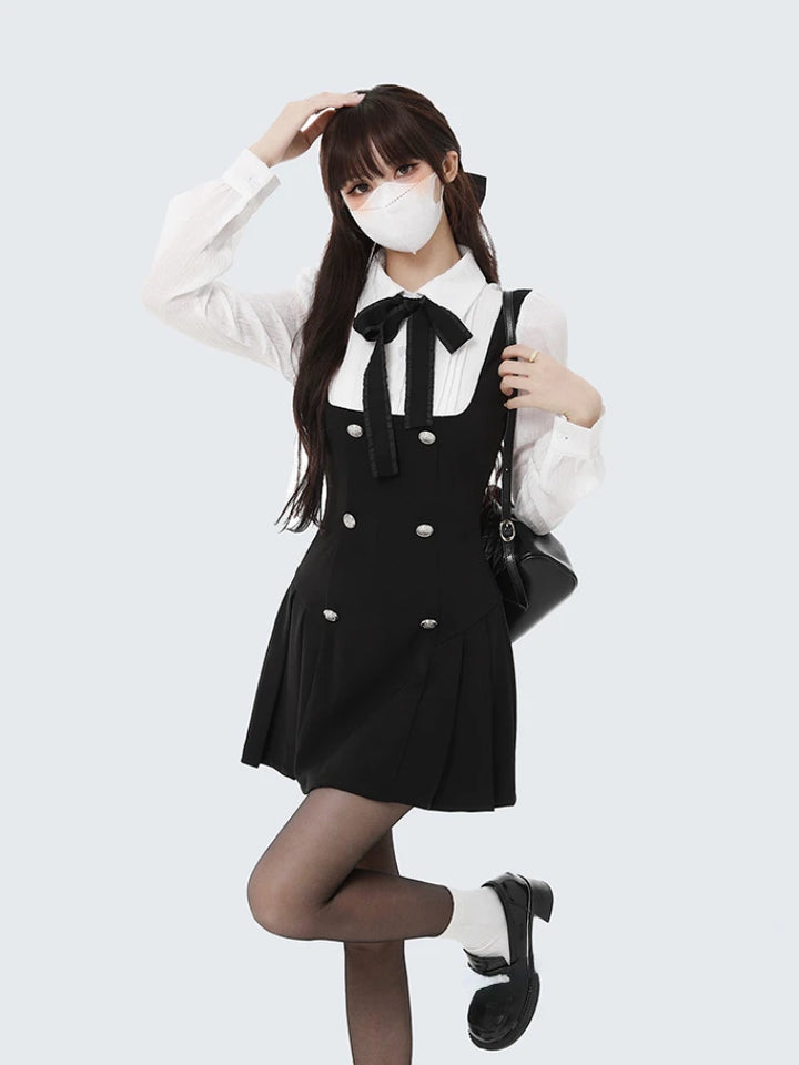 Korean Elegant Short Dress Pastel Kitten
