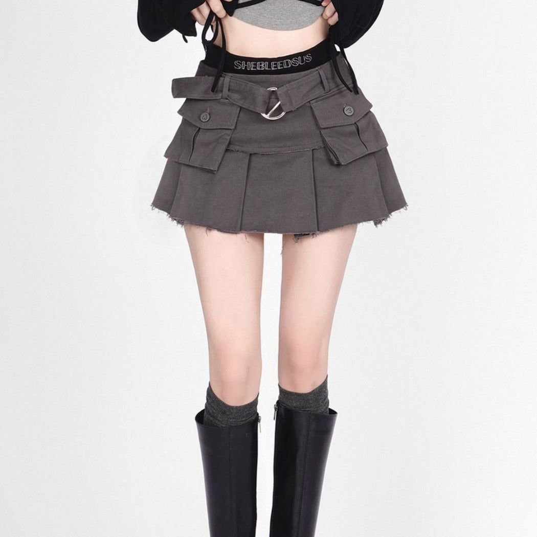 Y2K Techwear Set - Top & Skirt - Pastel Kitten