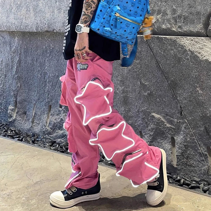 Harajuku Loose Cargo Pants Pastel Kitten