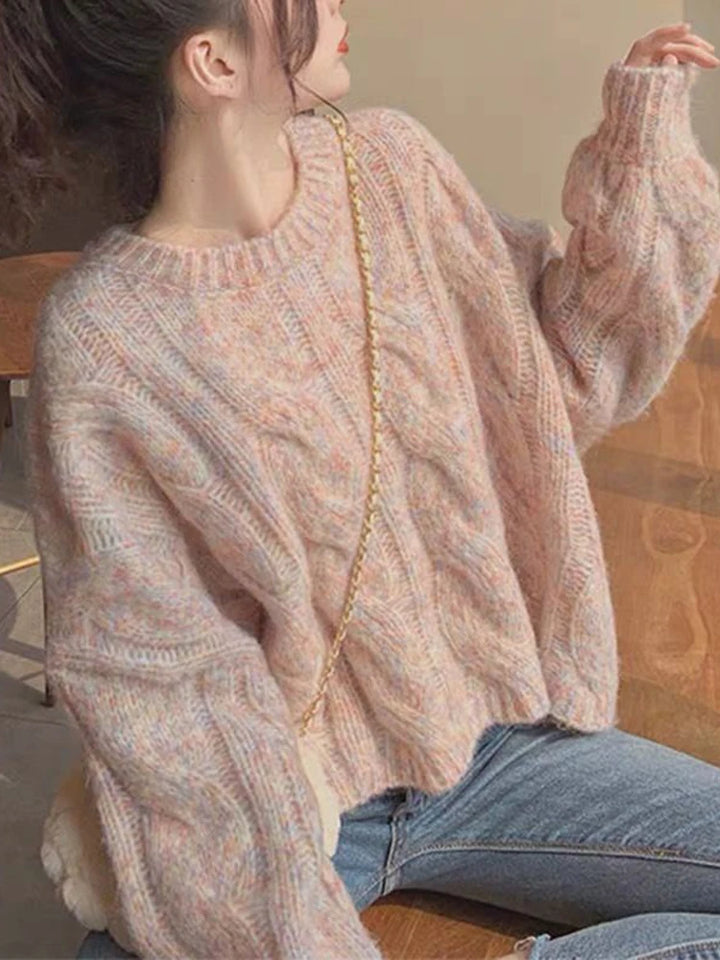 Cute Knitted Loose Sweater Pastel Kitten