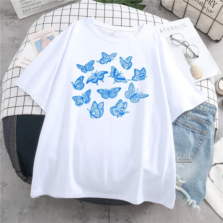 Gothic Butterfly Print T-Shirt Pastel Kitten