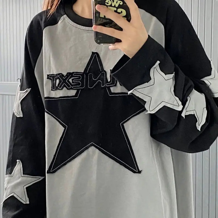 Harajuku Star Grunge Sweatshirt Pastel Kitten