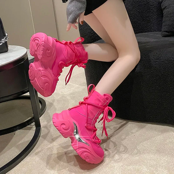 Cute Platform Ankle Boots Pastel Kitten