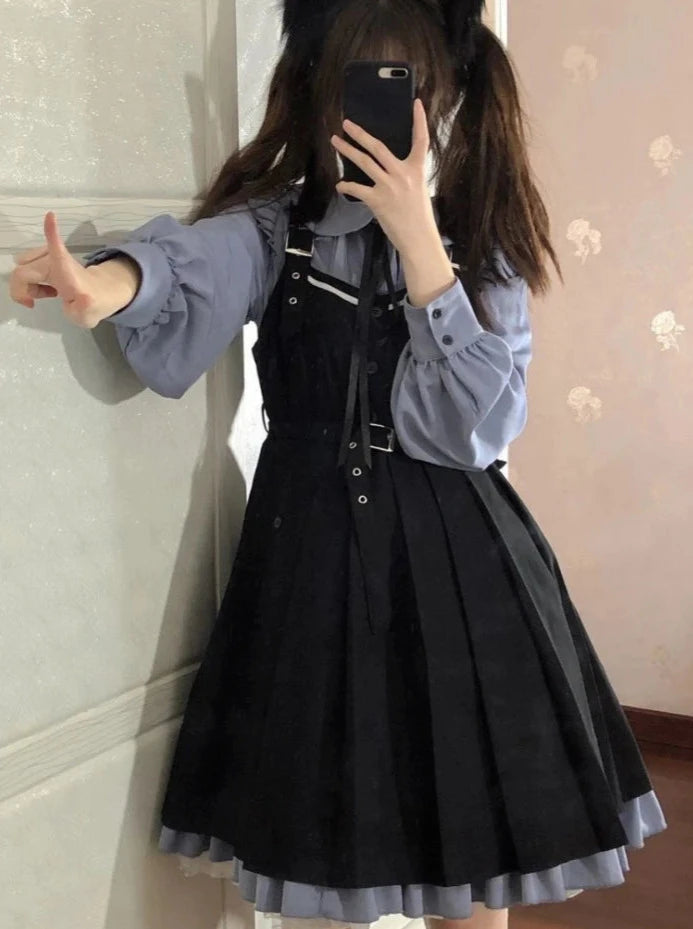 Kawaii Lolita School Dress Outfit Pastel Kitten