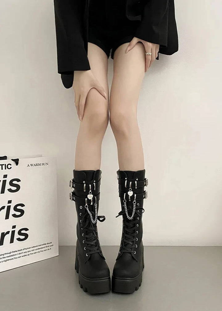 High Heel Gothic Boots Pastel Kitten