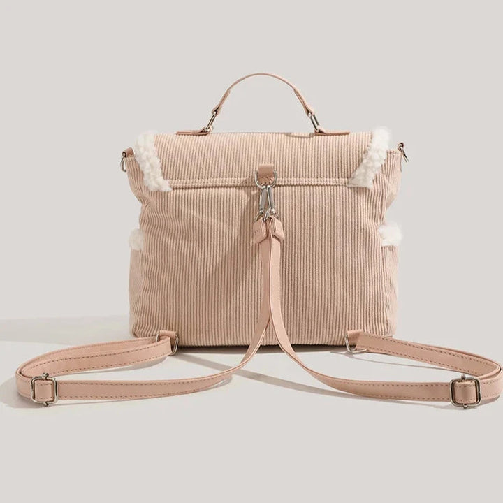 Cute Corduroy Messenger Bag Pastel Kitten