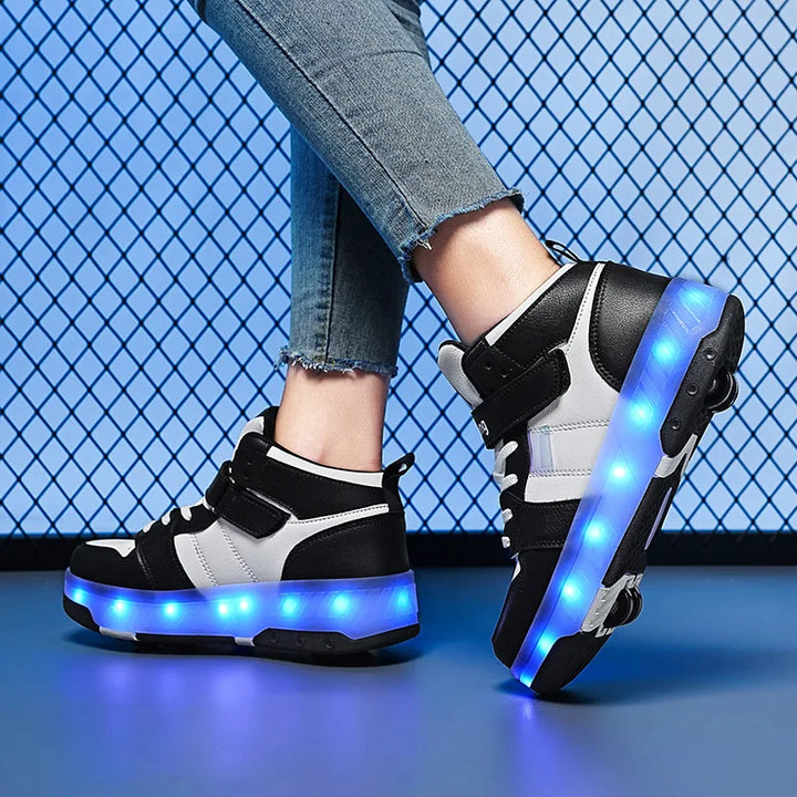 Cute LED Light Roller Sneakers Pastel Kitten