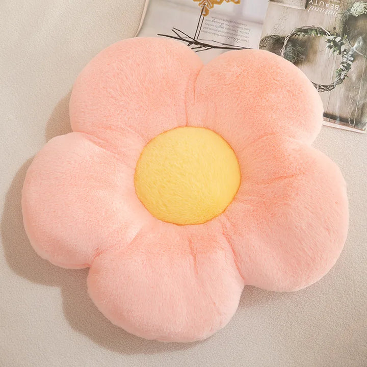 Cute Daisy Flower Plush Pillow Pastel Kitten