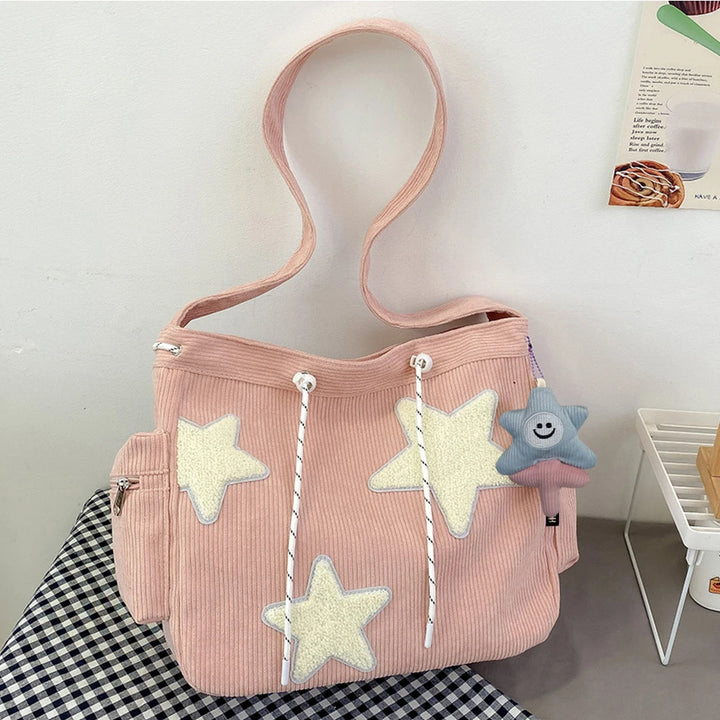 Cute Star Courduroy Bag Pastel Kitten