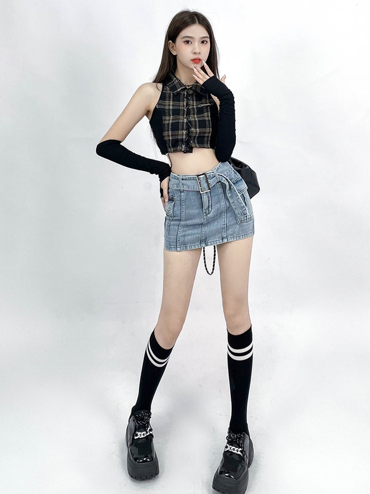 Y2K Denim Skirt Shorts Pastel Kitten