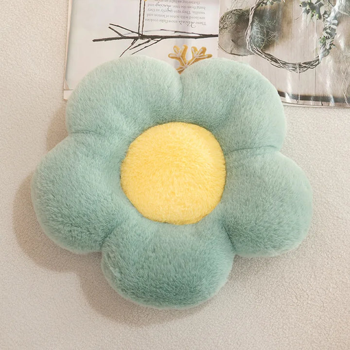 Cute Daisy Flower Plush Pillow Pastel Kitten