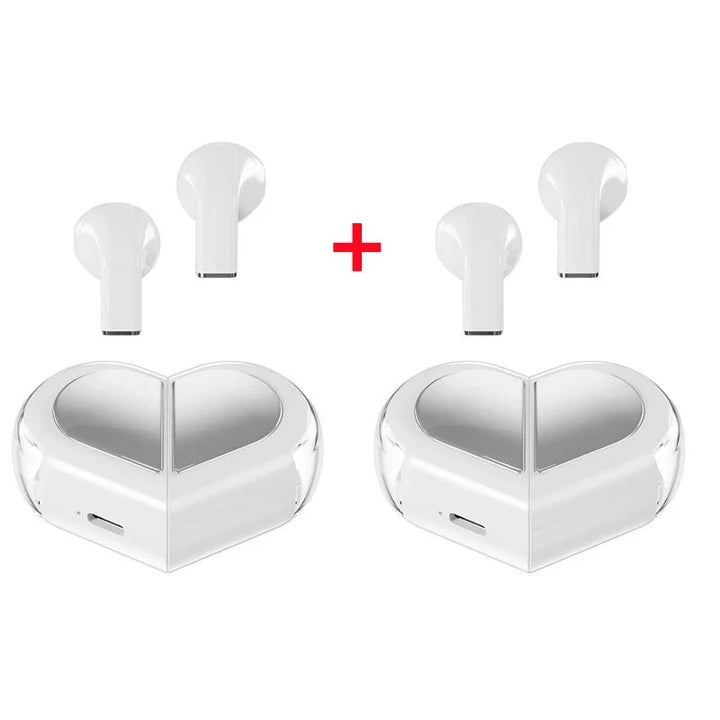 Cute Heart Shaped Wireless Earbuds Pastel Kitten