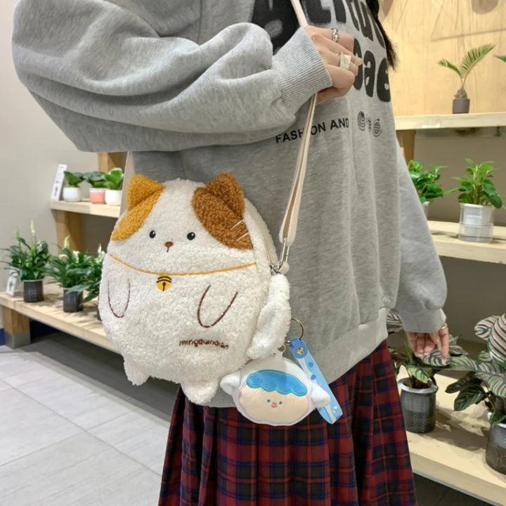 Kawaii Plush Cat Shoulder Bag Pastel Kitten