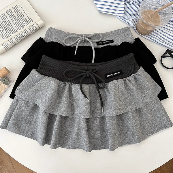 Elastic High Waist Mini Skirt Pastel Kitten