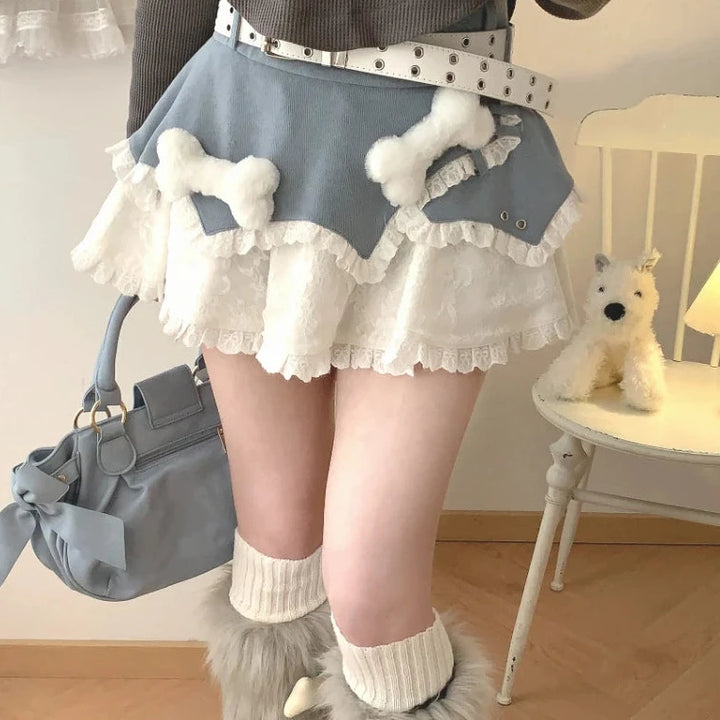 Y2K Kawaii Punk Mini Skirt Pastel Kitten