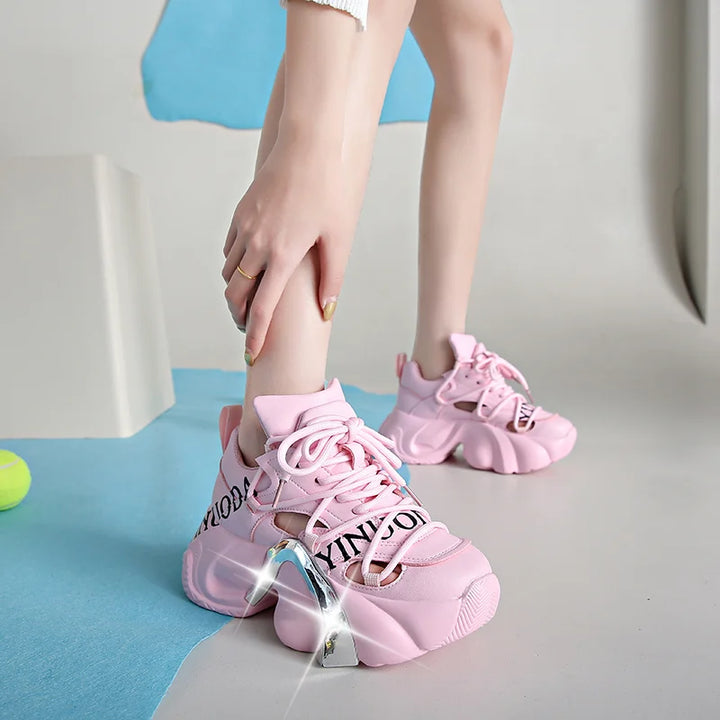 Metallic High Platform Sneakers Pastel Kitten