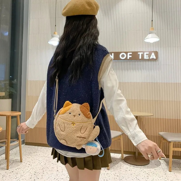 Kawaii Plush Cat Shoulder Bag Pastel Kitten