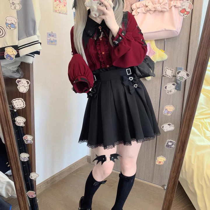 Gothic Lolita Outfit - Shirt & Skirt Pastel Kitten