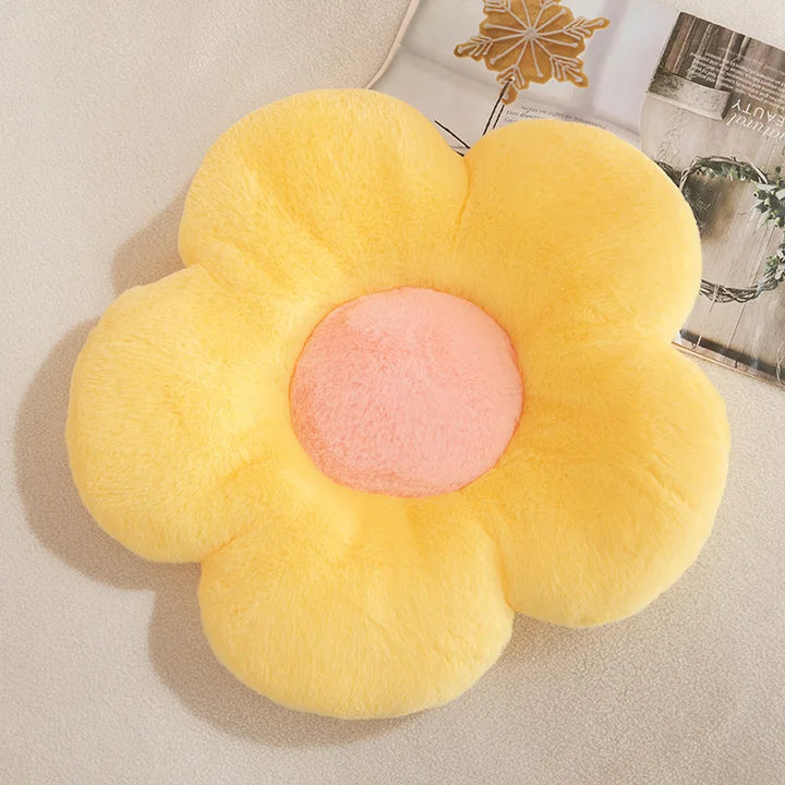 Cute Daisy Flower Plush Pillow Pastel Kitten