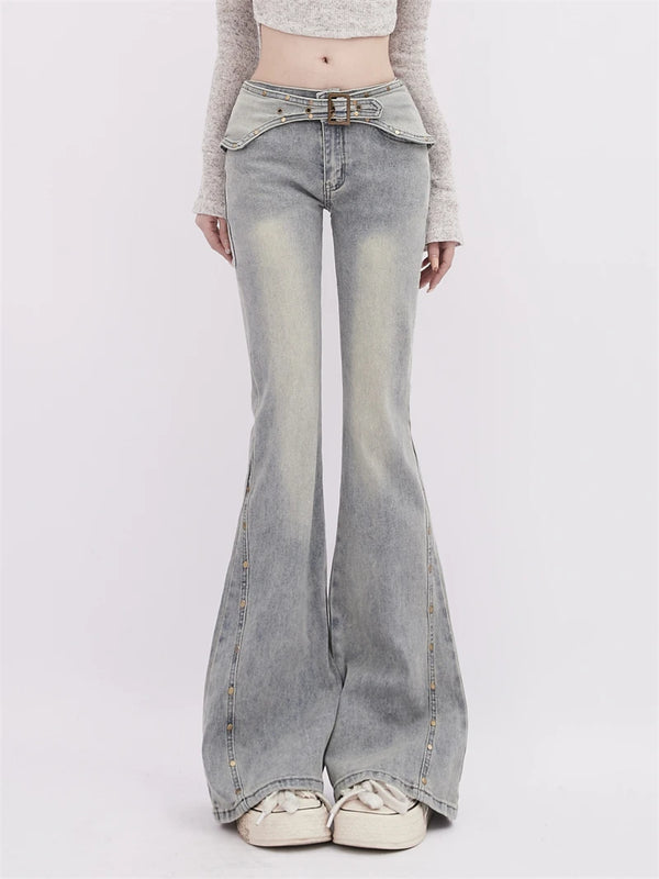 Y2K Baggy Flare Jeans Pastel Kitten