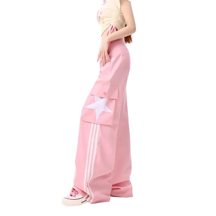 Y2K Parachute Cargo Pants Pastel Kitten