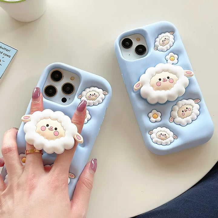 Kawaii 3D Sheep iPhone Case Pastel Kitten