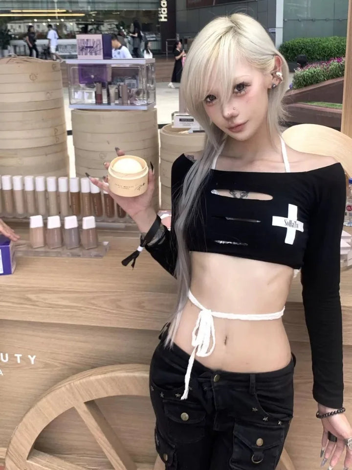 Y2K Grunge Crop Top Pastel Kitten