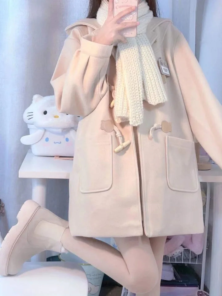 Cute Japanese Preppy Coat Pastel Kitten