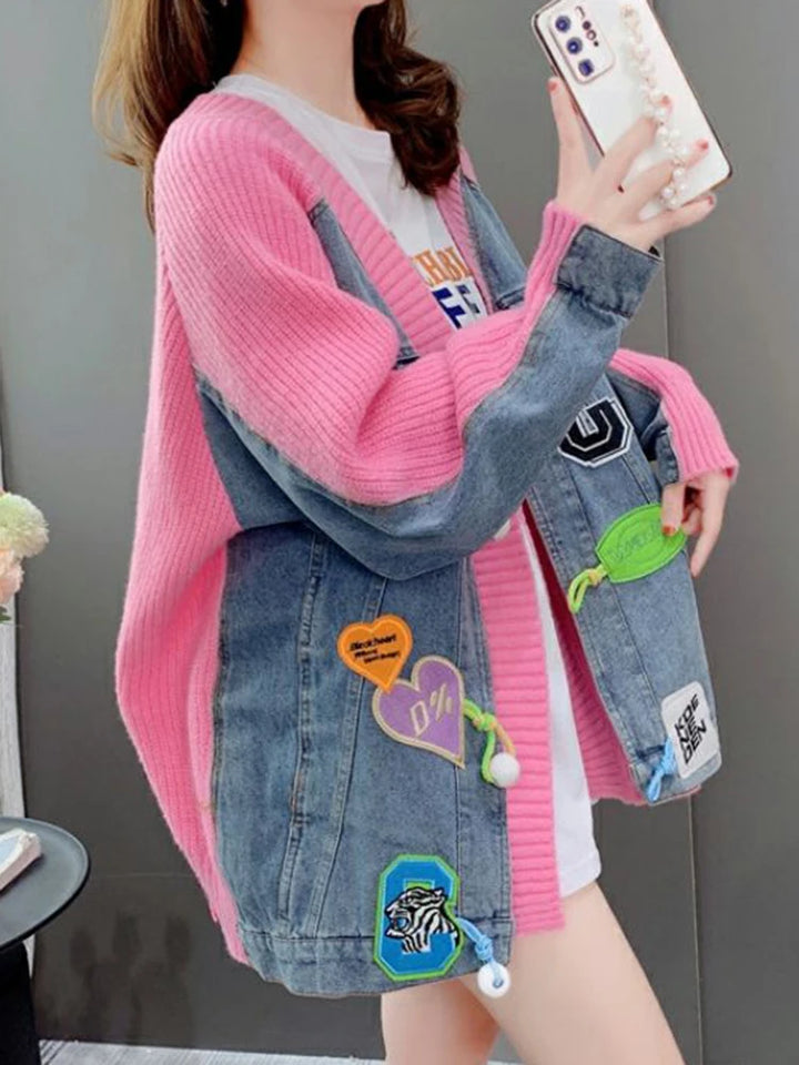 Japanese Oversized Knitted Cardigan Pastel Kitten