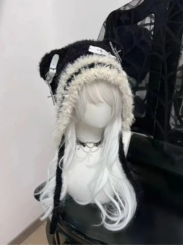 Cute Japanese Knit Hat Pastel Kitten